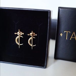 NWT TALON 14k Solid Gold/Diamond Sword Moon Studs